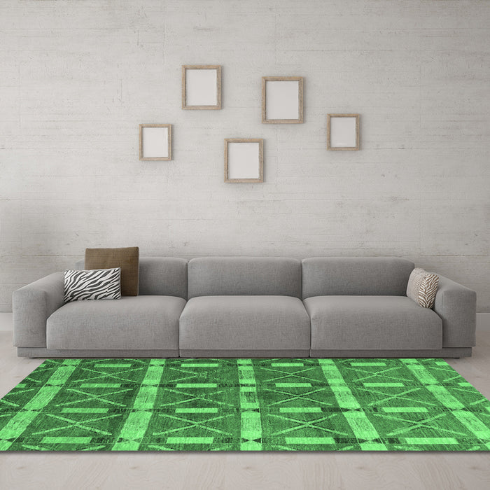 Machine Washable Oriental Emerald Green Modern Area Rugs in a Living Room,, wshabs4272emgrn