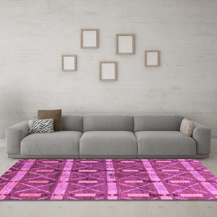 Machine Washable Oriental Purple Modern Area Rugs in a Living Room, wshabs4272pur