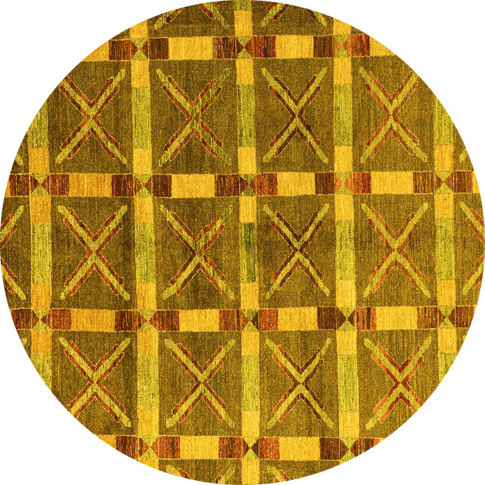Round Oriental Yellow Modern Rug, abs4272yw