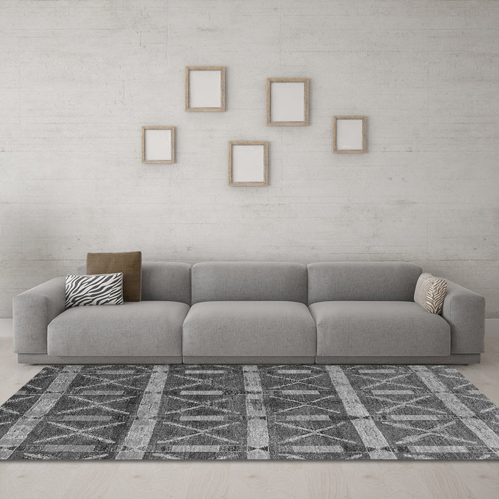Machine Washable Oriental Gray Modern Rug in a Living Room,, wshabs4272gry