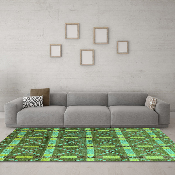 Machine Washable Oriental Turquoise Modern Area Rugs in a Living Room,, wshabs4272turq