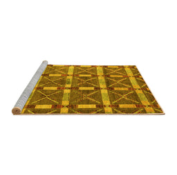 Sideview of Machine Washable Oriental Yellow Modern Rug, wshabs4272yw