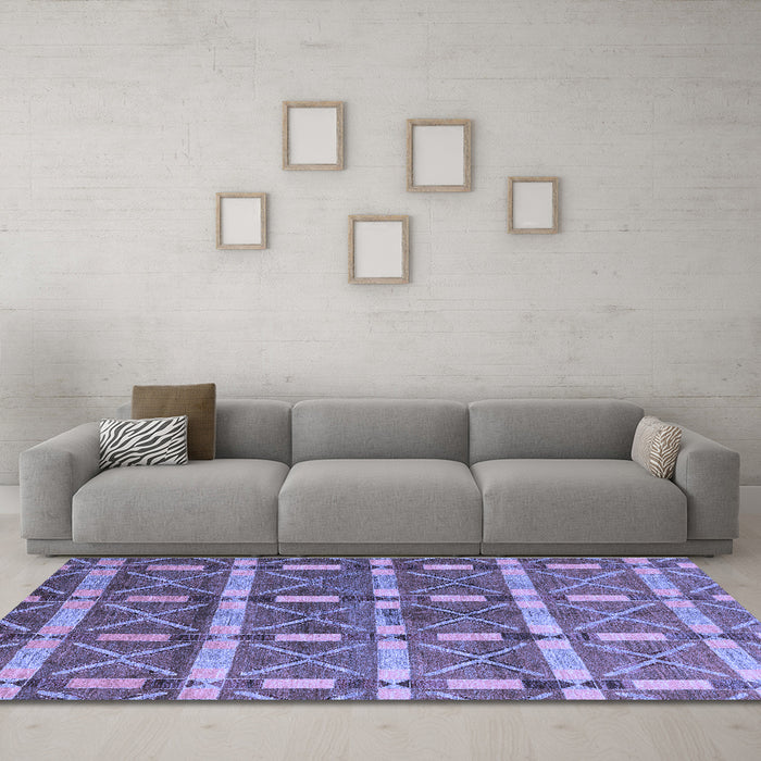 Machine Washable Oriental Blue Modern Rug in a Living Room, wshabs4272blu