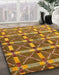 Machine Washable Abstract Yellow Rug in a Family Room, wshabs4272
