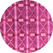 Round Machine Washable Oriental Pink Modern Rug, wshabs4272pnk