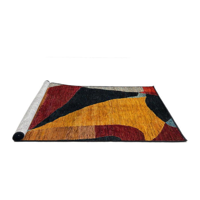 Sideview of Machine Washable Abstract Vermilion Red Rug, wshabs4273