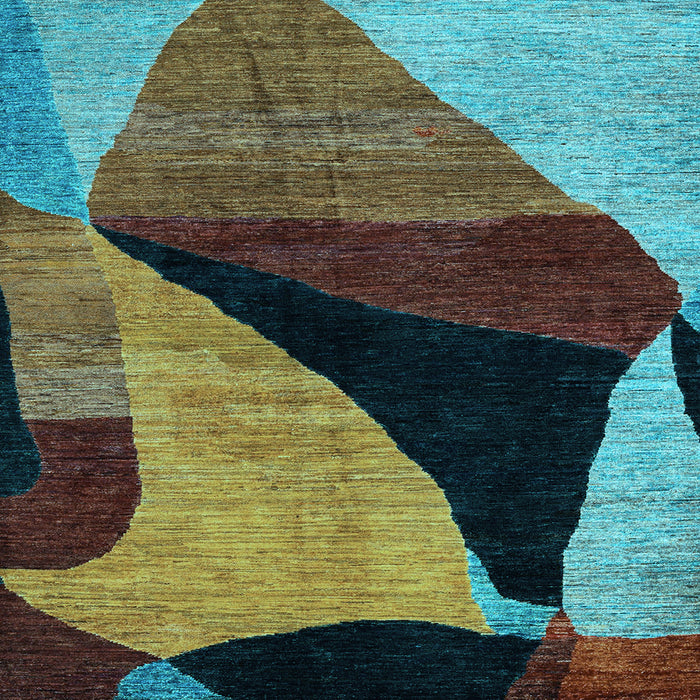 Square Oriental Light Blue Modern Rug, abs4273lblu