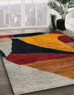 Abstract Red Oriental Rug in Family Room, abs4273