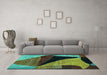 Machine Washable Oriental Turquoise Modern Area Rugs in a Living Room,, wshabs4273turq