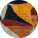 Round Abstract Red Oriental Rug, abs4273