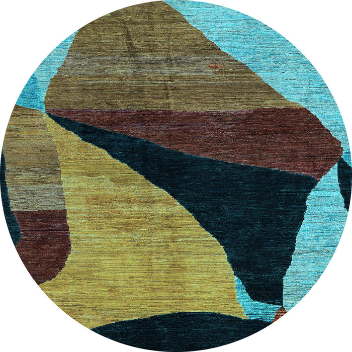 Round Oriental Light Blue Modern Rug, abs4273lblu