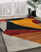 Machine Washable Abstract Vermilion Red Rug in a Family Room, wshabs4273