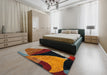 Machine Washable Abstract Vermilion Red Rug in a Bedroom, wshabs4273