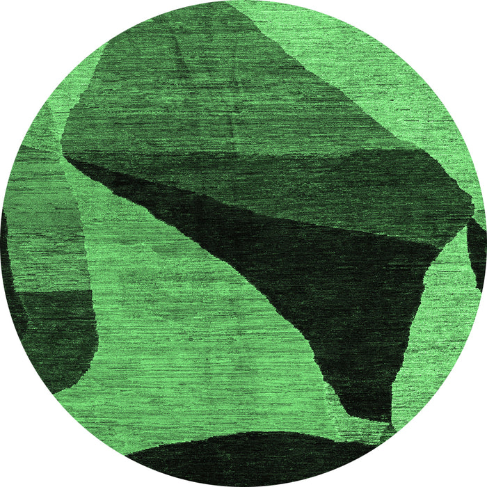 Round Oriental Emerald Green Modern Rug, abs4273emgrn