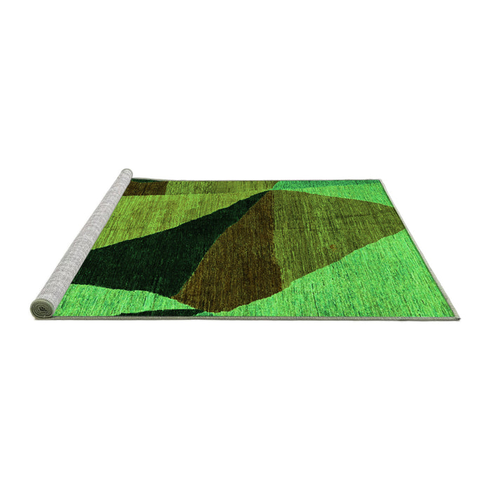 Sideview of Machine Washable Oriental Green Modern Area Rugs, wshabs4273grn