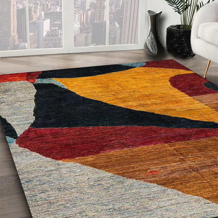 Abstract Red Oriental Rug in Family Room, abs4273
