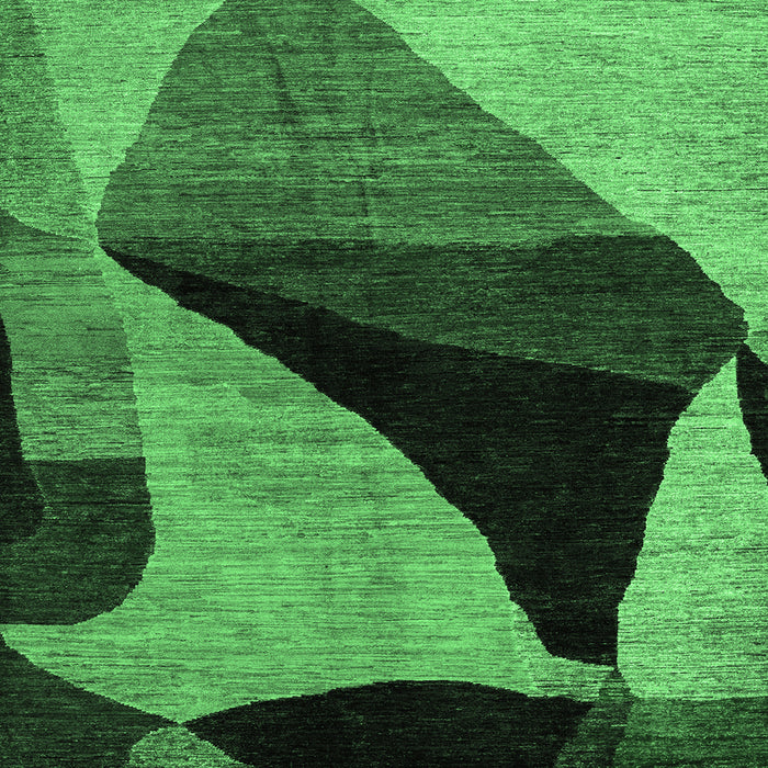 Square Machine Washable Oriental Emerald Green Modern Area Rugs, wshabs4273emgrn