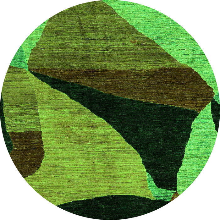Round Oriental Green Modern Rug, abs4273grn