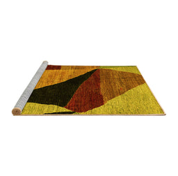 Sideview of Machine Washable Oriental Yellow Modern Rug, wshabs4273yw