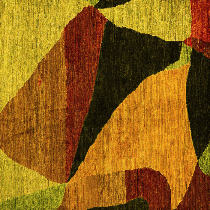 Square Machine Washable Oriental Yellow Modern Rug, wshabs4273yw