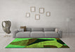 Machine Washable Oriental Green Modern Area Rugs in a Living Room,, wshabs4273grn