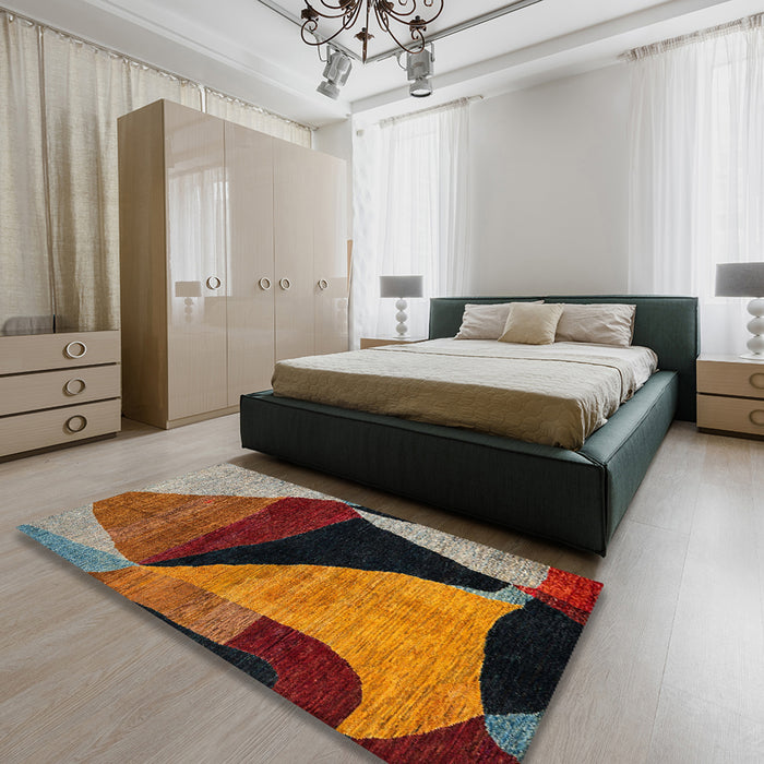 Abstract Red Oriental Rug in a Bedroom, abs4273