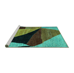 Sideview of Machine Washable Oriental Turquoise Modern Area Rugs, wshabs4273turq