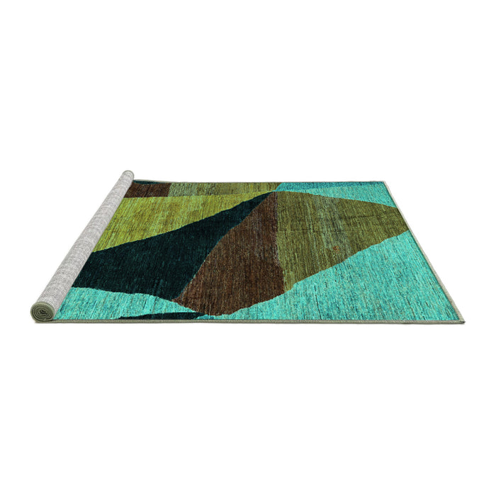 Sideview of Machine Washable Oriental Turquoise Modern Area Rugs, wshabs4273turq
