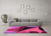 Machine Washable Oriental Pink Modern Rug, wshabs4273pnk