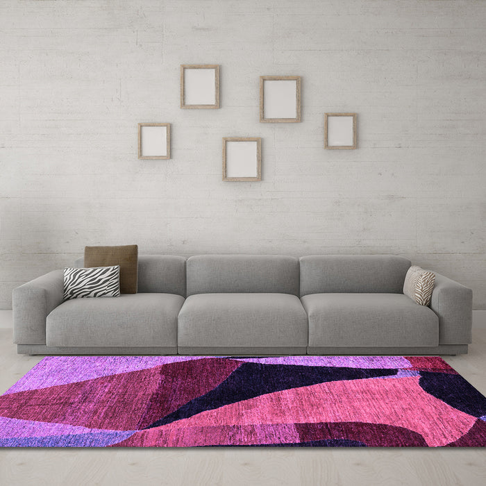 Machine Washable Oriental Purple Modern Area Rugs in a Living Room, wshabs4273pur