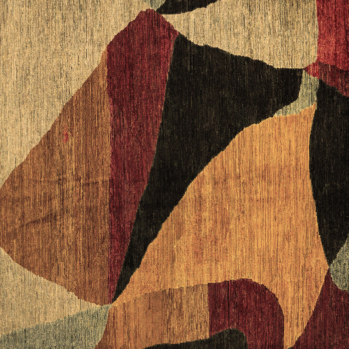 Square Machine Washable Oriental Brown Modern Rug, wshabs4273brn