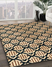 Abstract Burgundy Brown Modern Rug, abs4274