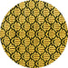 Round Machine Washable Abstract Yellow Modern Rug, wshabs4274yw