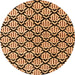 Round Machine Washable Abstract Orange Modern Area Rugs, wshabs4274org