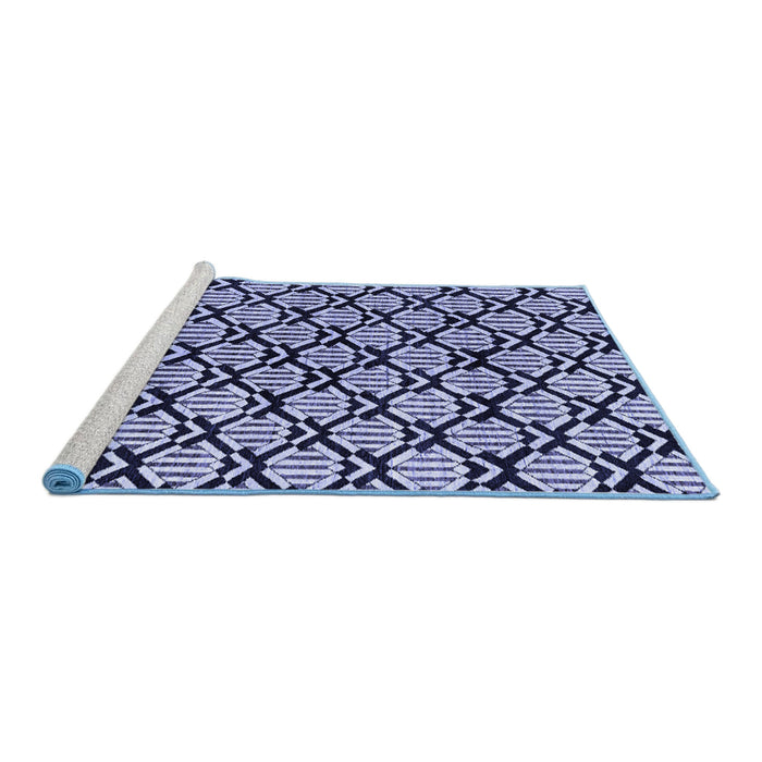 Sideview of Machine Washable Abstract Blue Modern Rug, wshabs4274blu