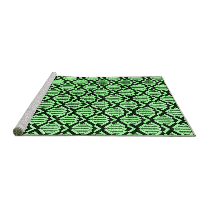 Sideview of Machine Washable Abstract Emerald Green Modern Area Rugs, wshabs4274emgrn