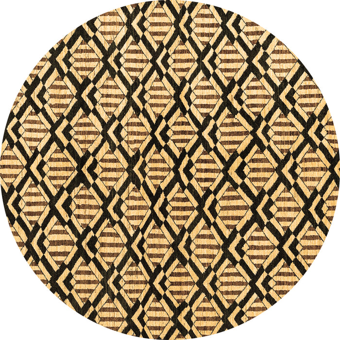 Round Abstract Brown Modern Rug, abs4274brn