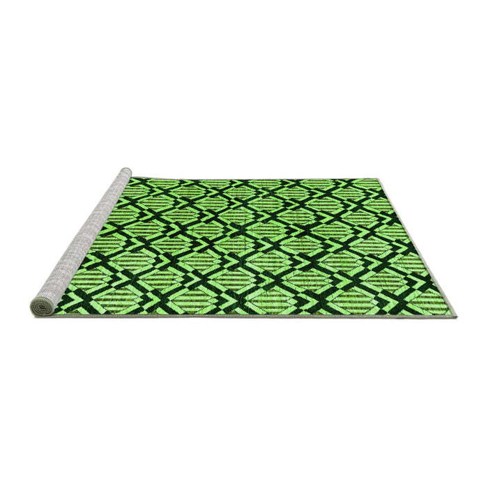 Sideview of Machine Washable Abstract Green Modern Area Rugs, wshabs4274grn