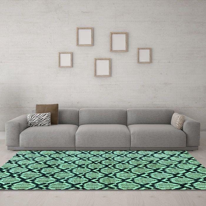 Machine Washable Abstract Turquoise Modern Area Rugs in a Living Room,, wshabs4274turq