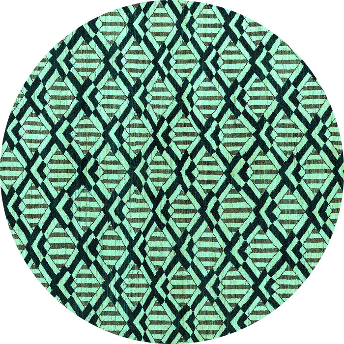 Round Machine Washable Abstract Turquoise Modern Area Rugs, wshabs4274turq