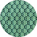 Round Machine Washable Abstract Turquoise Modern Area Rugs, wshabs4274turq