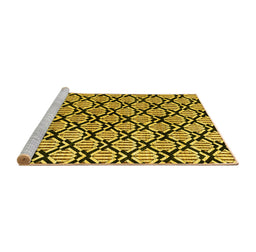 Sideview of Machine Washable Abstract Yellow Modern Rug, wshabs4274yw