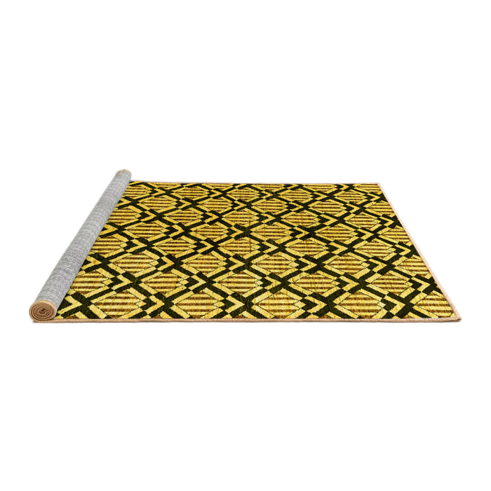 Sideview of Machine Washable Abstract Yellow Modern Rug, wshabs4274yw