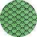 Round Machine Washable Abstract Emerald Green Modern Area Rugs, wshabs4274emgrn