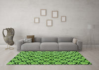 Machine Washable Abstract Green Modern Rug, wshabs4274grn