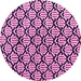 Round Machine Washable Abstract Pink Modern Rug, wshabs4274pnk