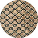 Round Abstract Burgundy Brown Modern Rug, abs4274