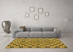 Machine Washable Abstract Yellow Modern Rug in a Living Room, wshabs4274yw