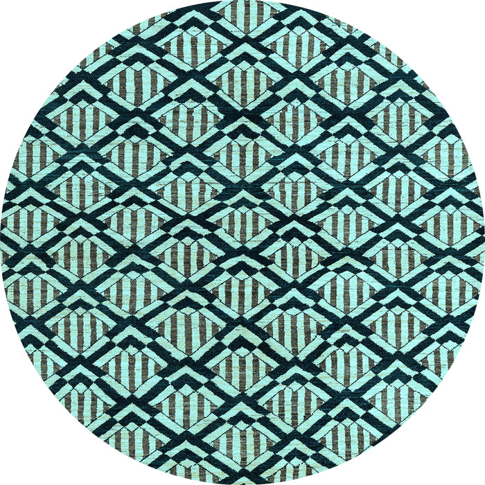 Round Abstract Light Blue Modern Rug, abs4274lblu
