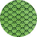 Round Machine Washable Abstract Green Modern Area Rugs, wshabs4274grn